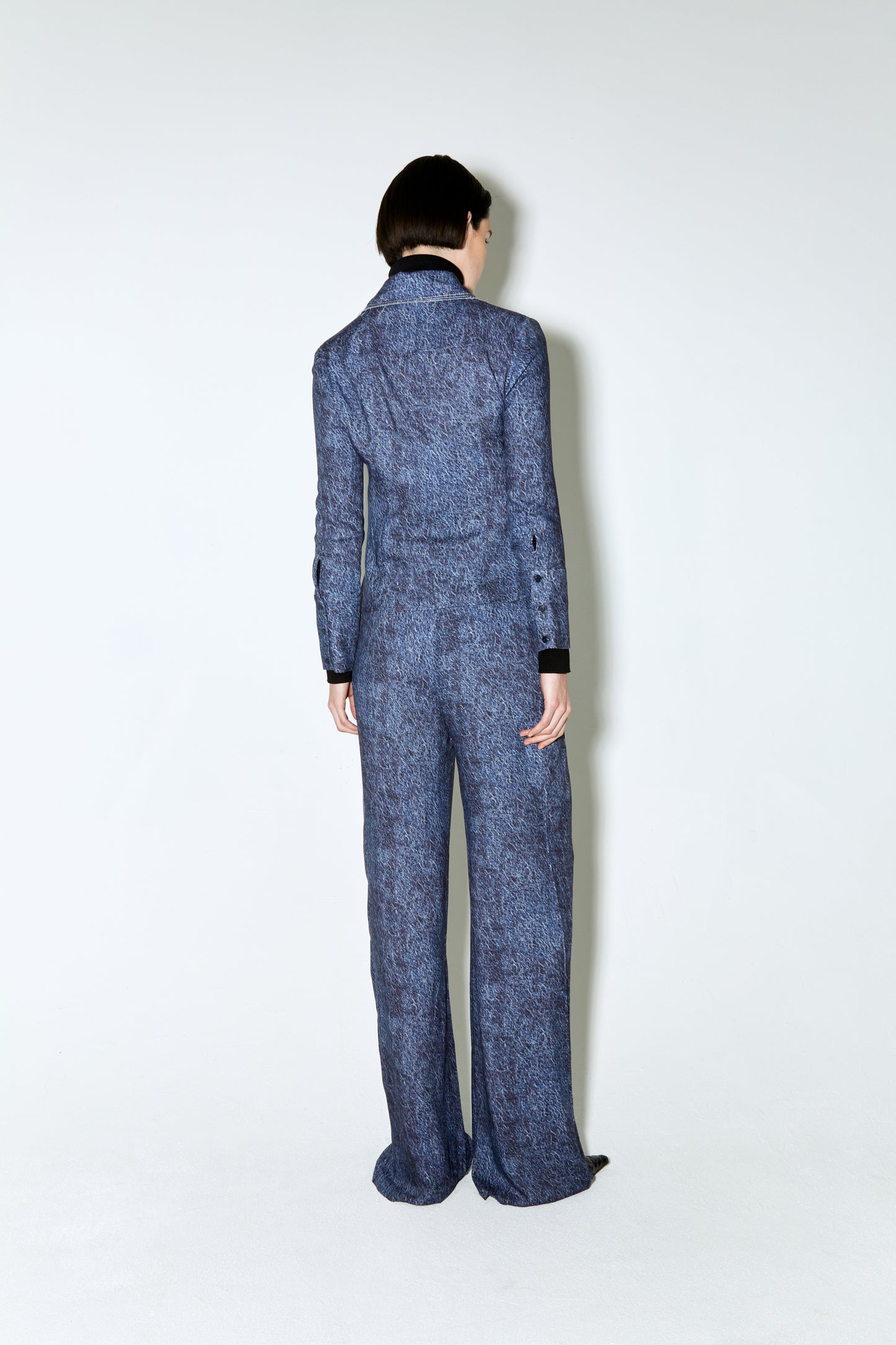 PETERS pants blue denim print