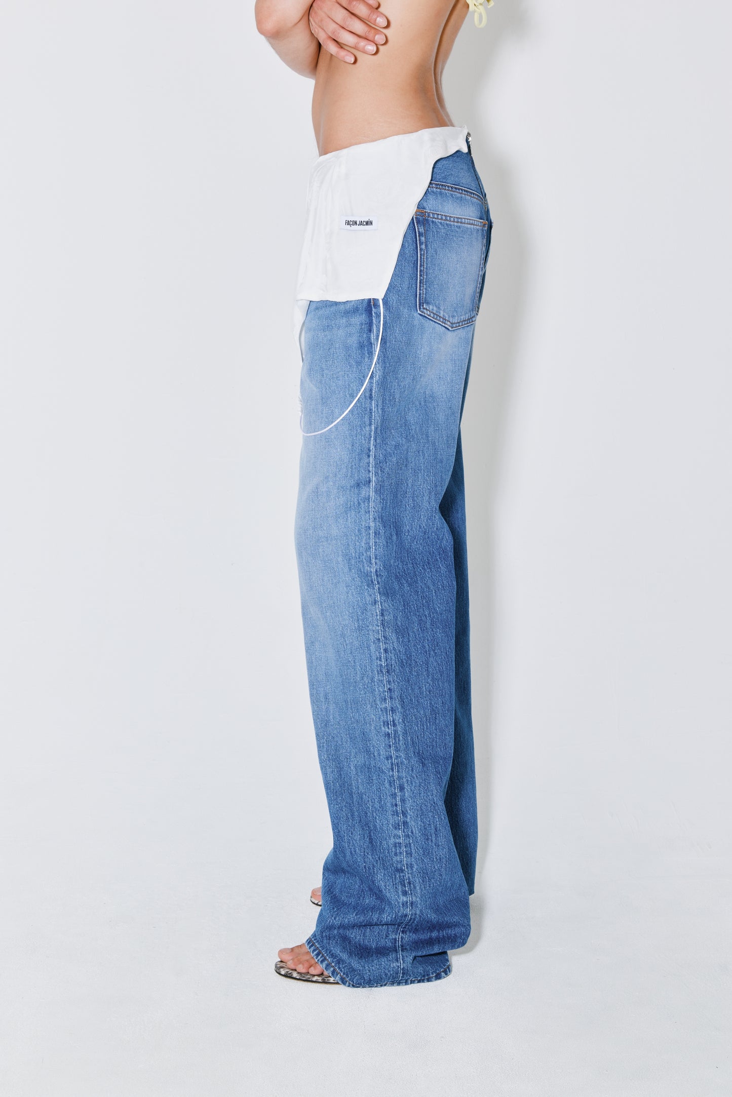 PRINCE pants denim blue and white