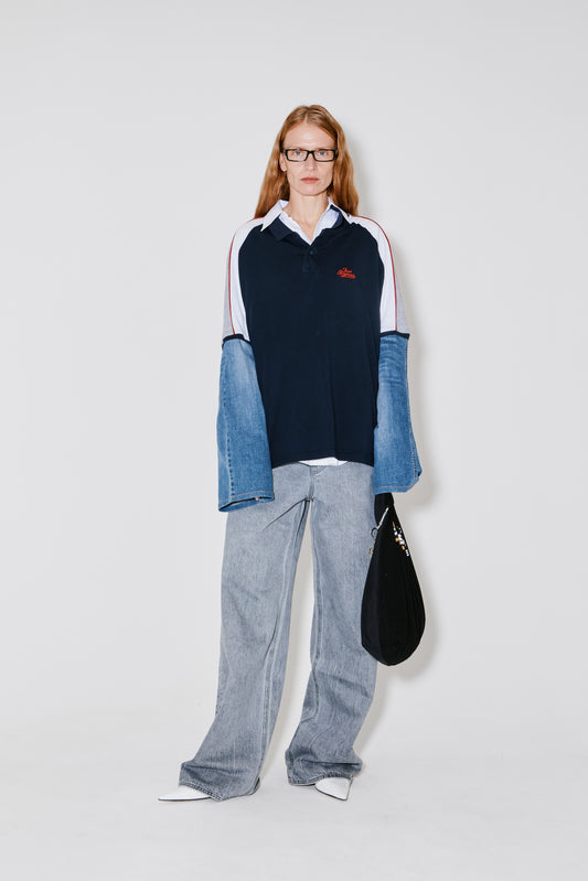 TOM upcycled polo dark stripes