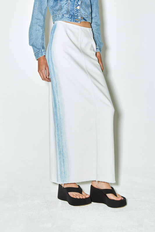 JINJI skirt blue side strip on white denim