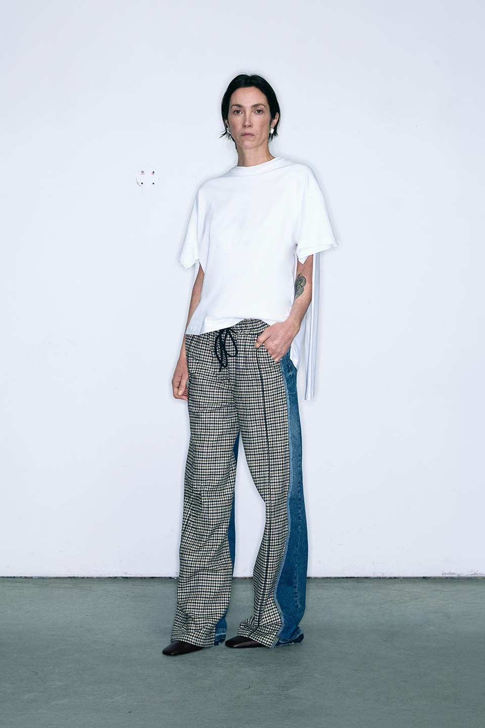 POLKA pants upcycled denim and brown