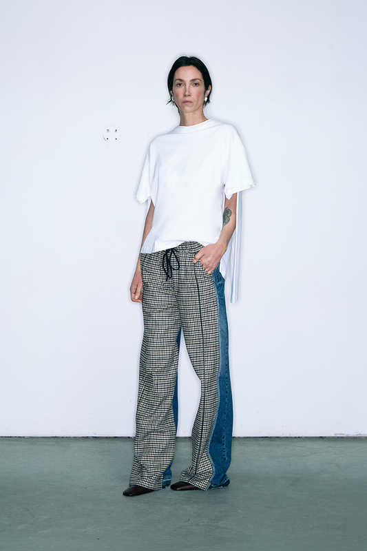 POLKA pants upcycled denim and brown
