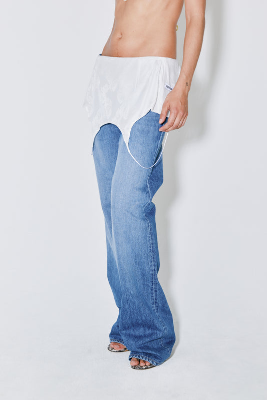 PRINCE pants denim blue and white