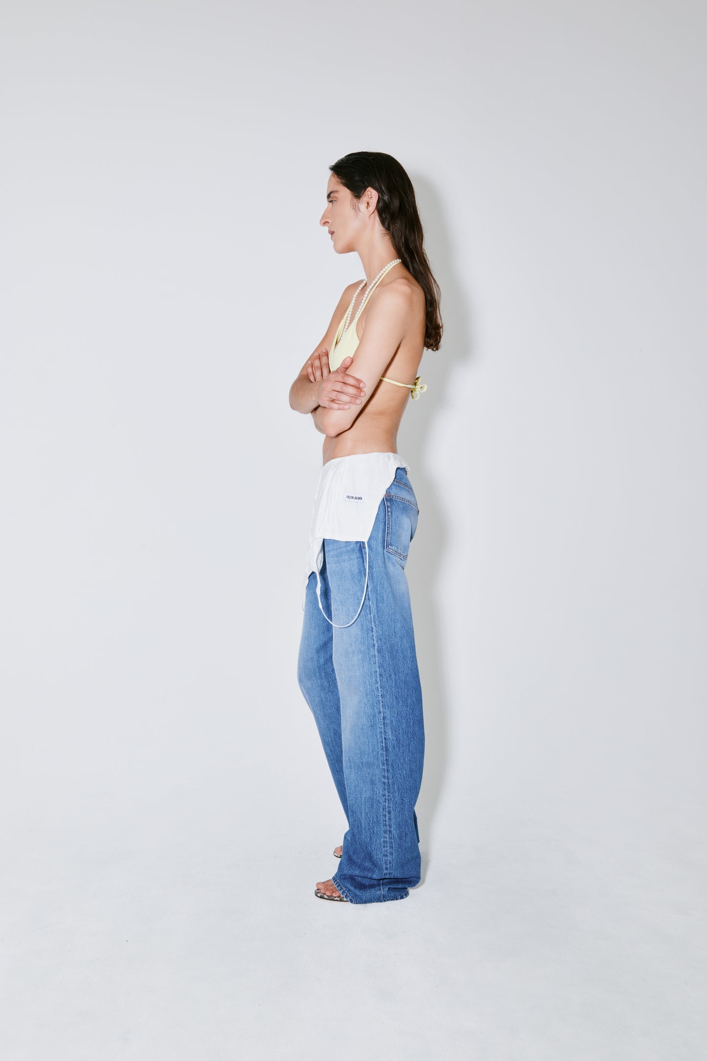 PRINCE pants denim blue and white