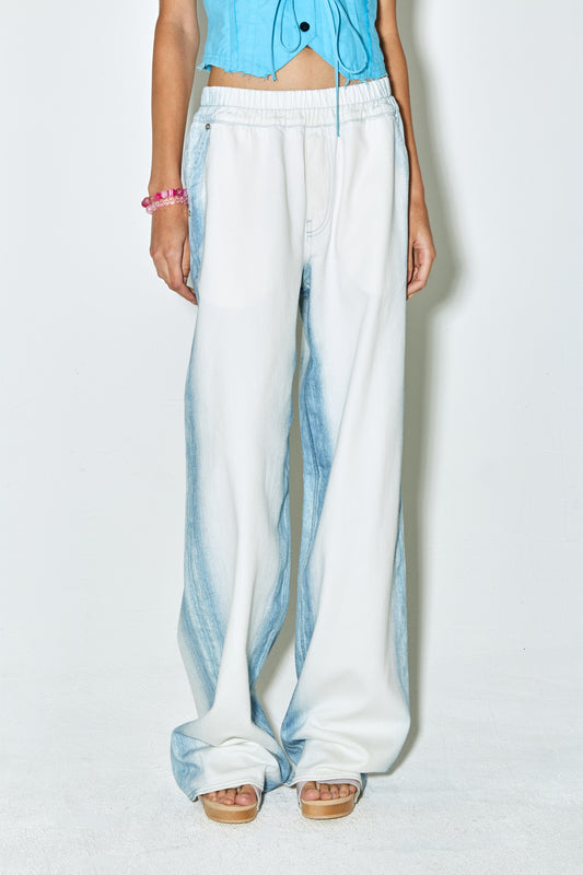 POLLY pants blue side strip on white denim