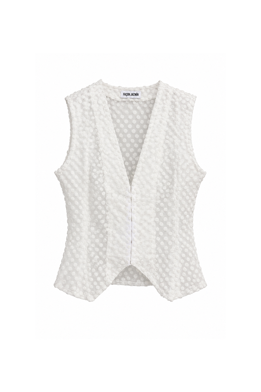 TESS vest white polka dots