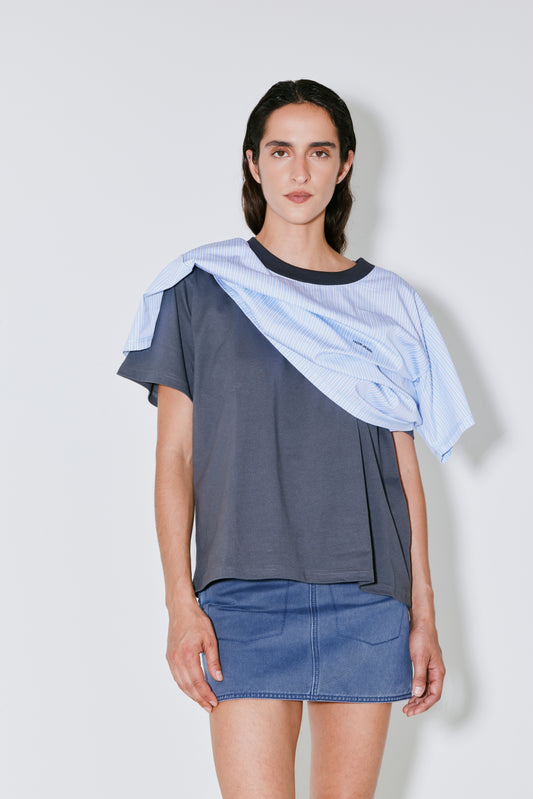 THOAI t-shirt grey blue stripes