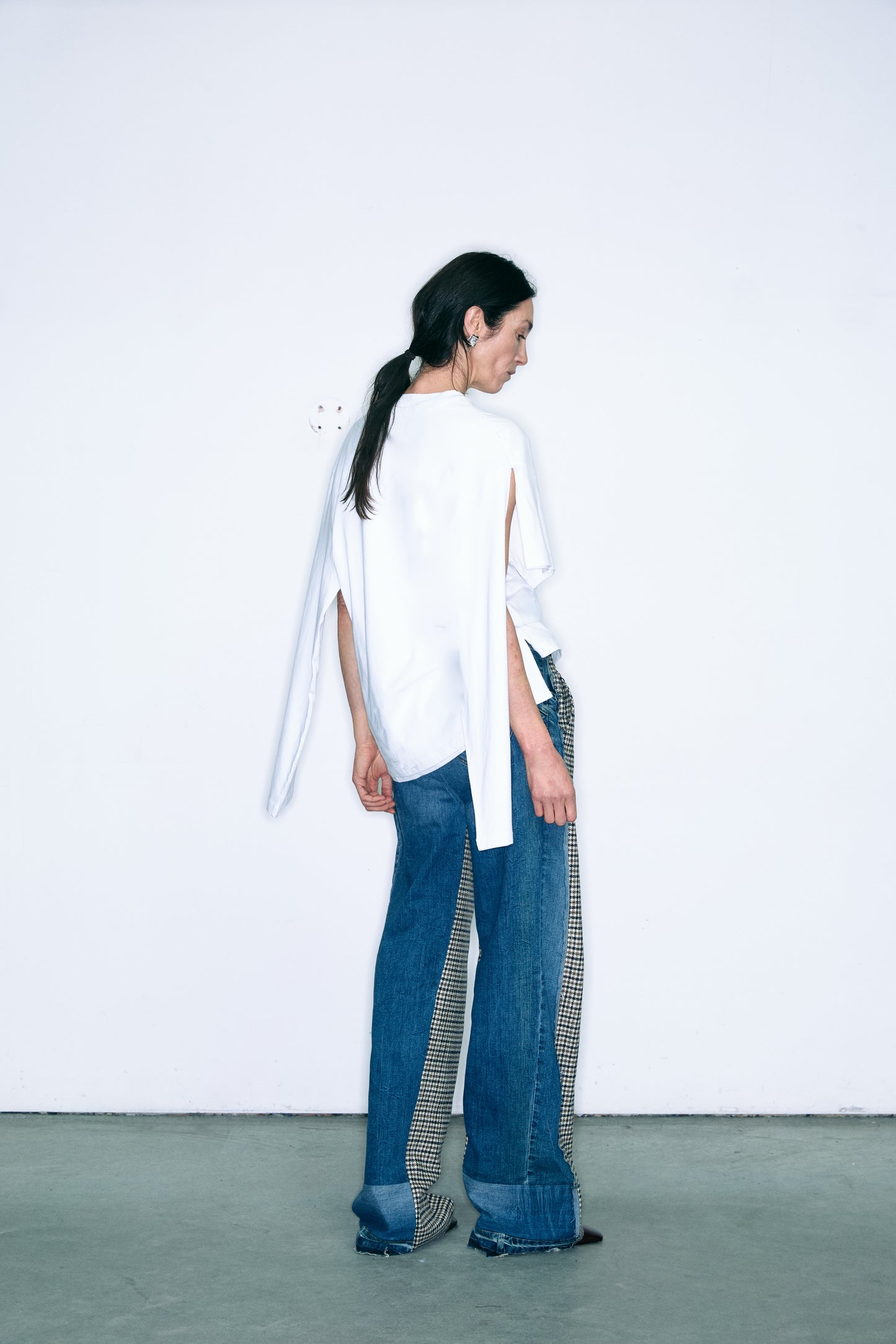 POLKA pants upcycled denim and brown