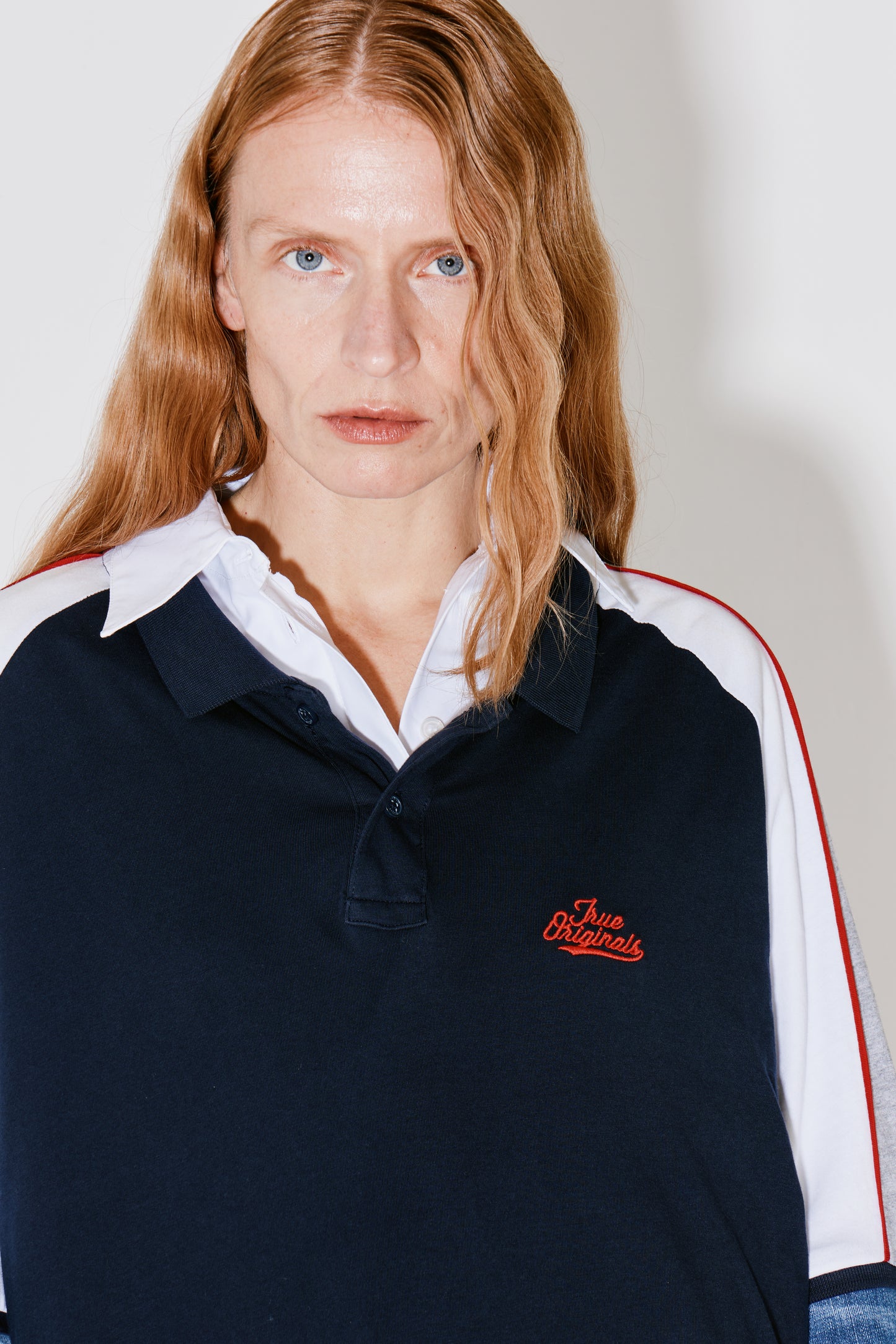 TOM upcycled polo dark stripes