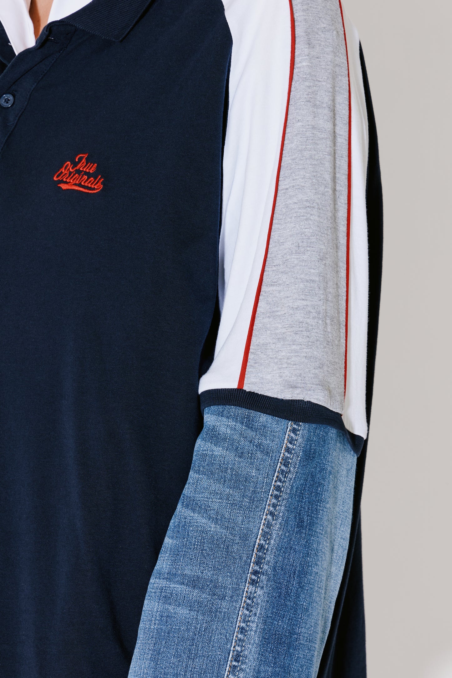 TOM upcycled polo dark stripes