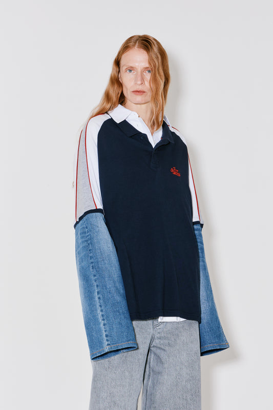 TOM upcycled polo dark stripes