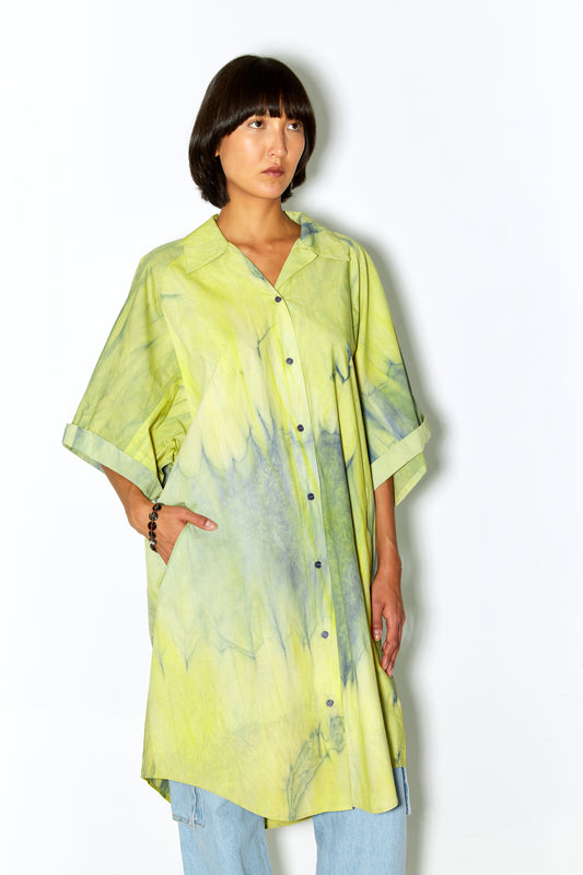 RAYCE dress yellow blue marble
